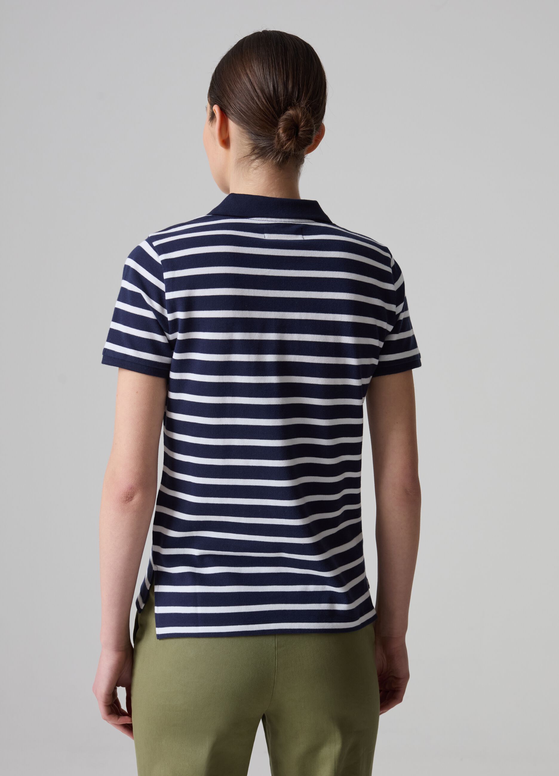 Polo in piquet di cotone bio a righe