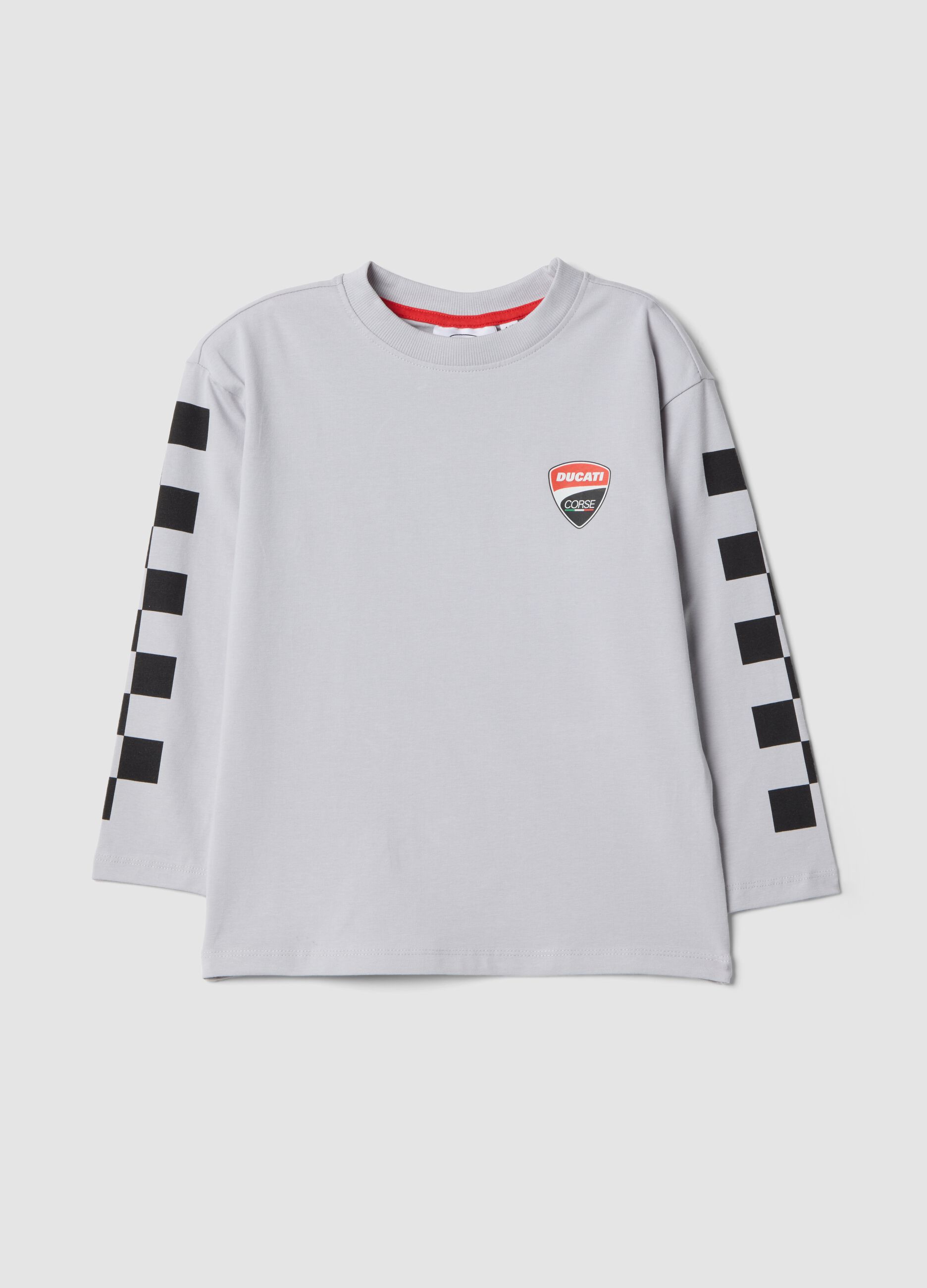 Grey stretch cotton Ducati logo T-shirt for kids