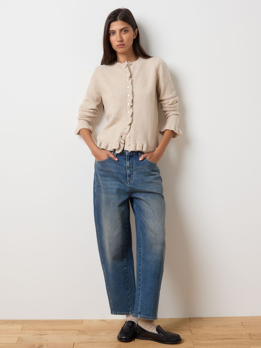 Cardigan beige regular fit con bottoni_2
