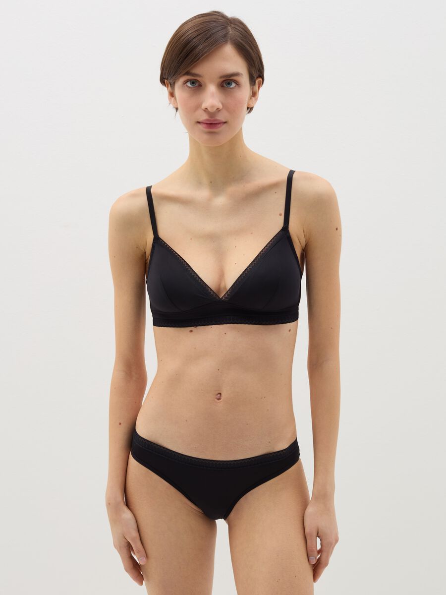 Reggiseno a triangolo semi imbottito con motivo geometrico_0