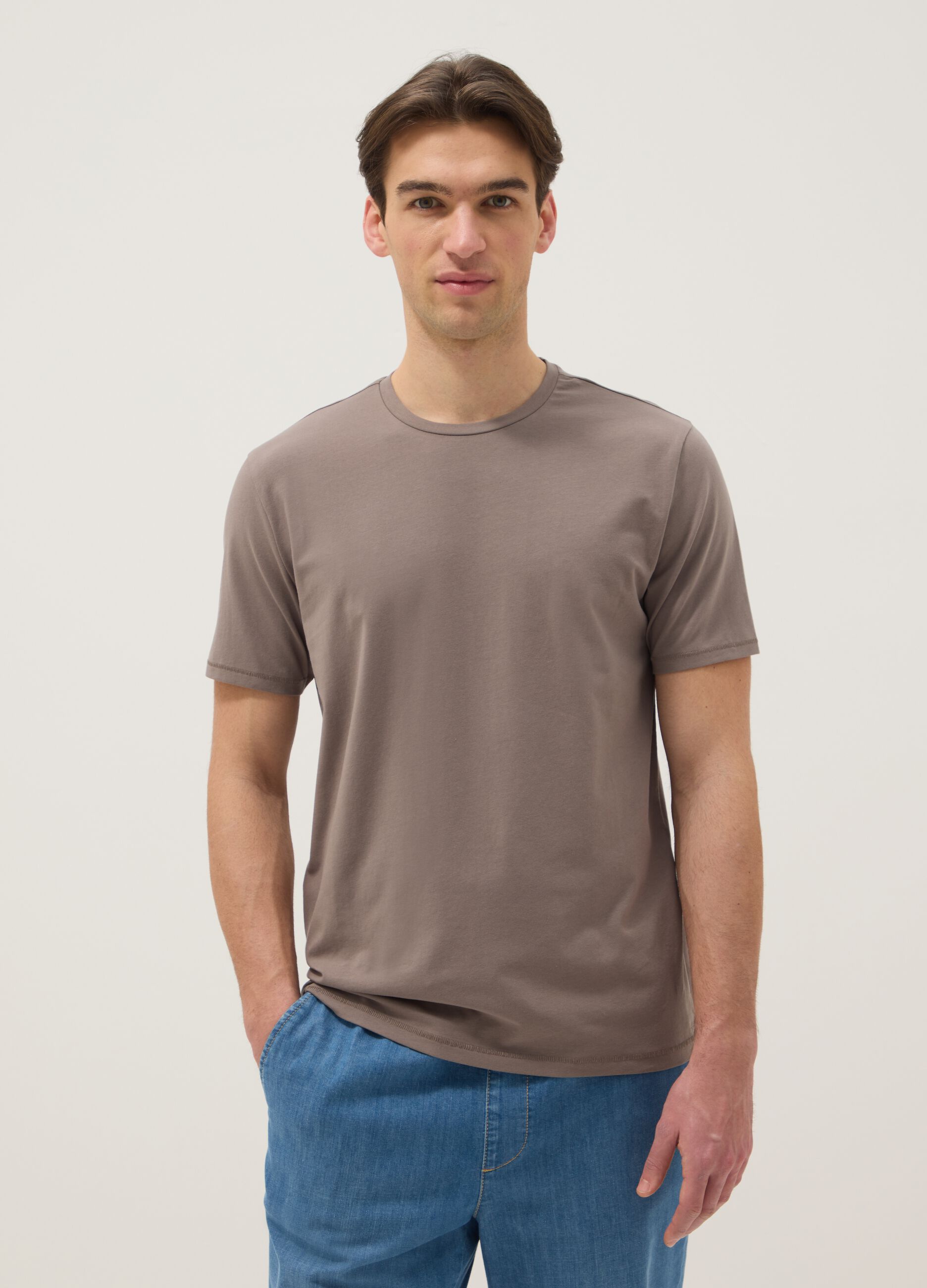 T-shirt in cotone elasticizzato grigia slim fit