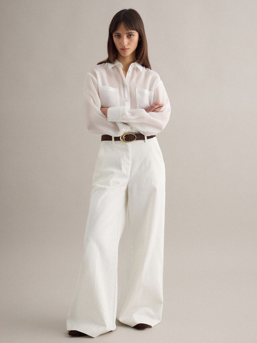 White Oversized Fit Lyocell Blend Shirt_2