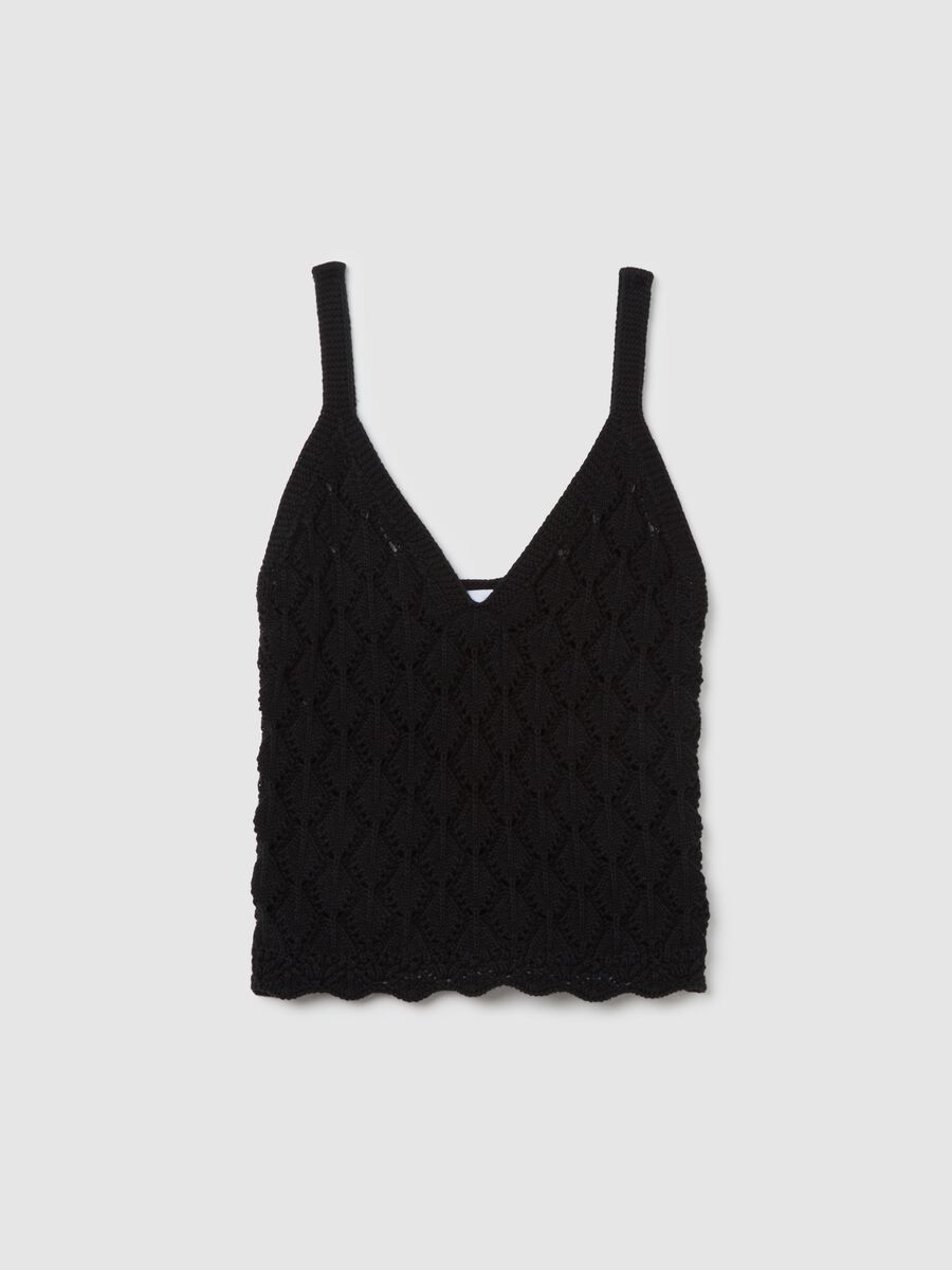 Black knitted vest in pure cotton_4
