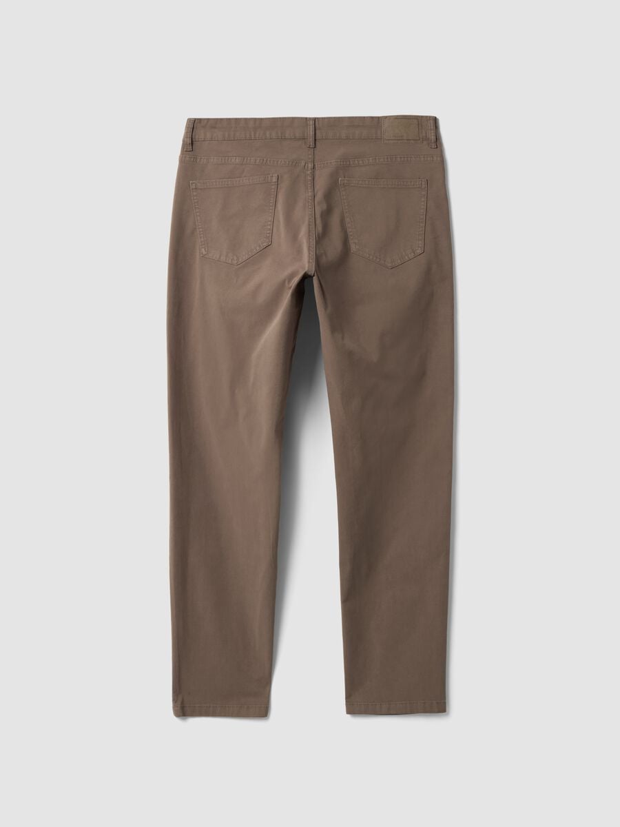 Pantaloni marroni in twill di cotone elasticizzato slim fit_2