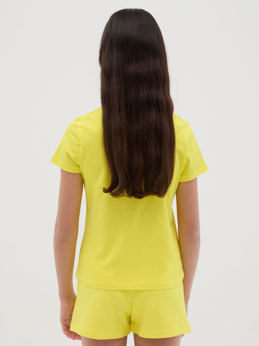 T-shirt da ragazza in puro cotone biologico gialla regular fit_1