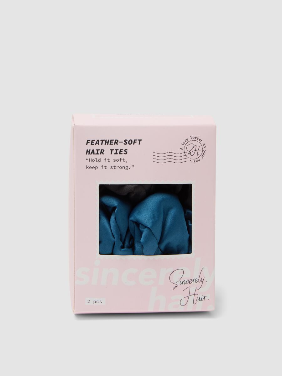 SINCERELY HAIR Feather-Soft Hair Ties 2pcs XL Black & Blue_0