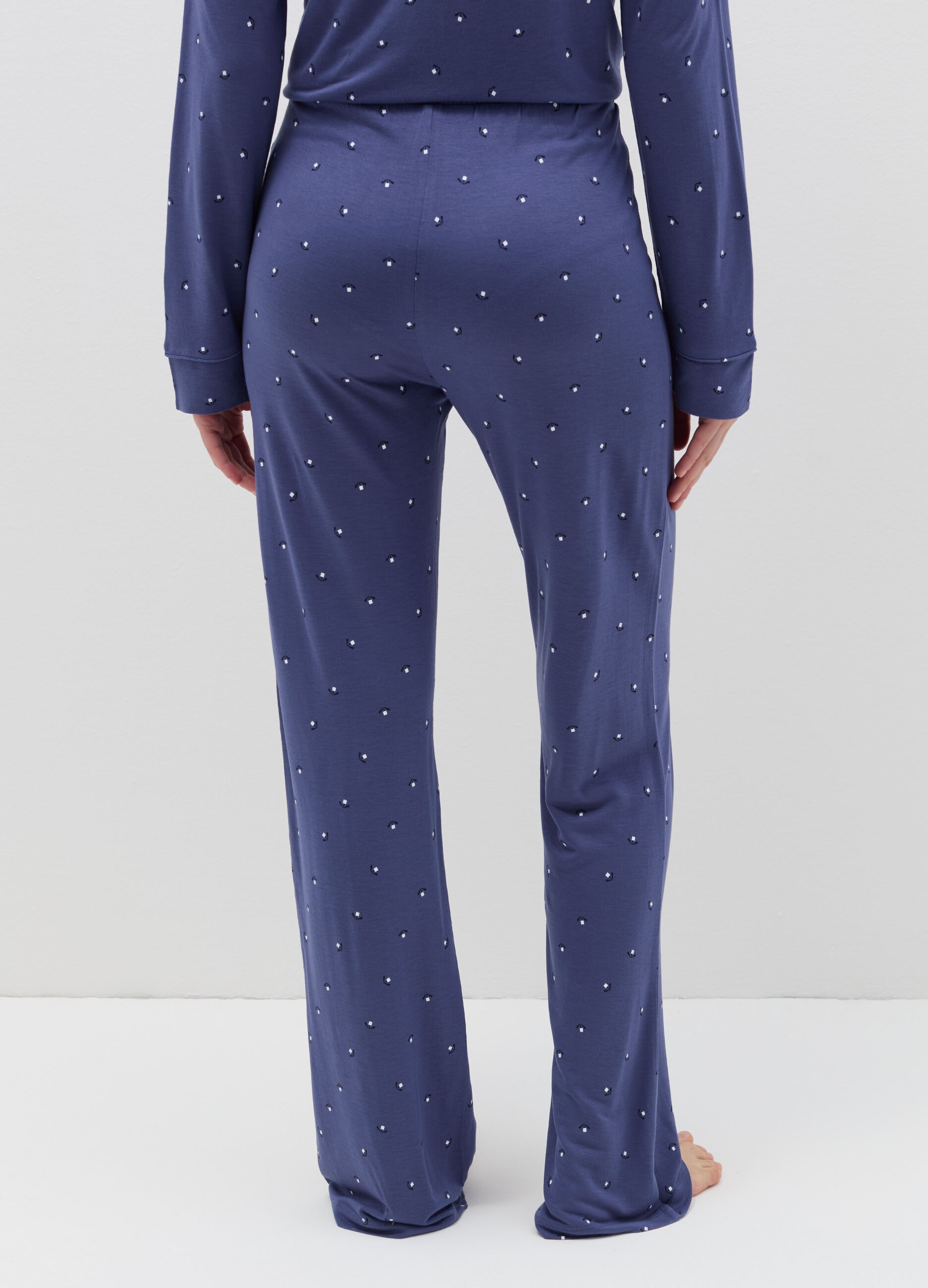 Pyjama bottoms with drawstring and floral print