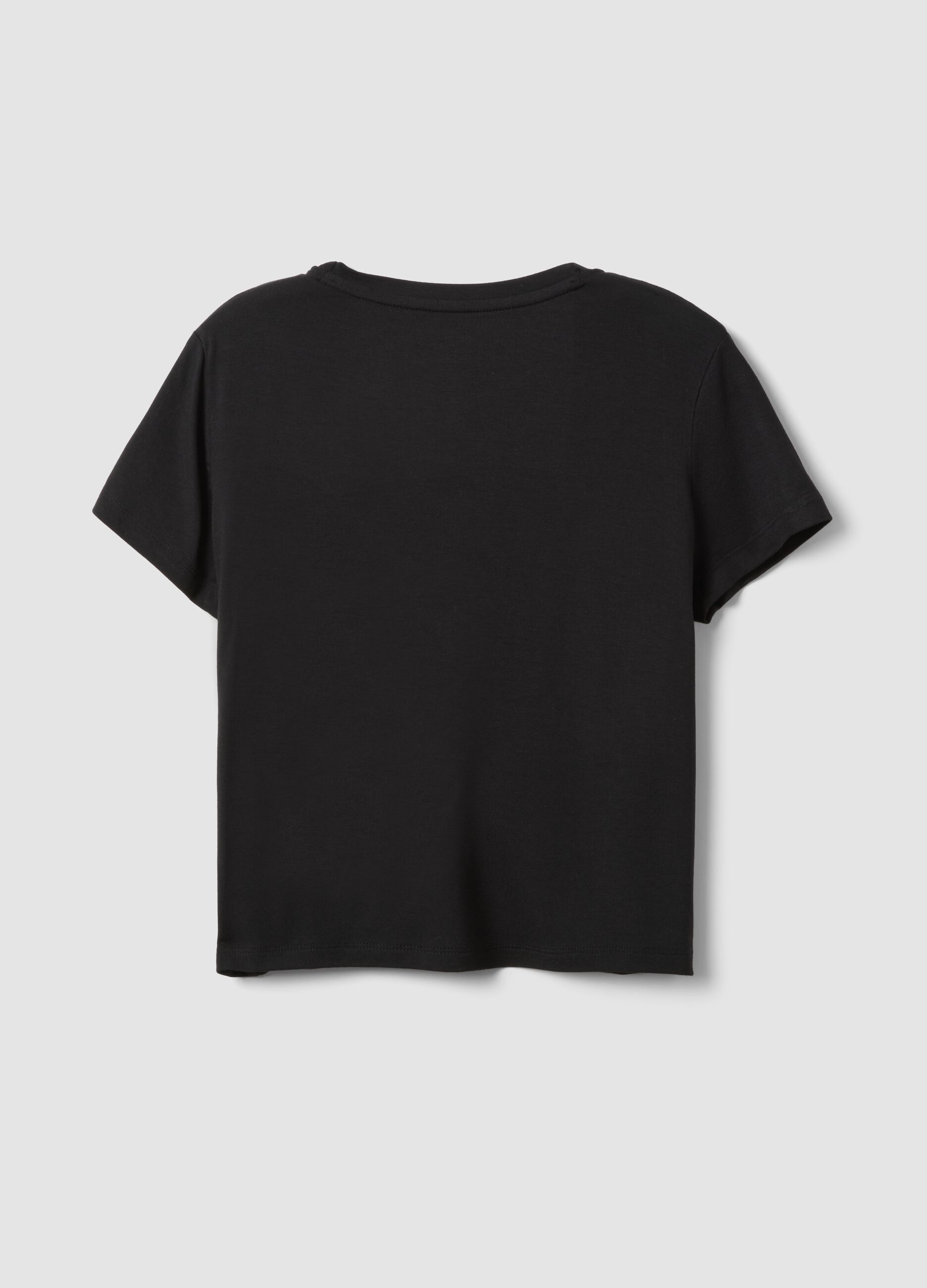 Black Viscose Stretch Short Sleeve T-shirt