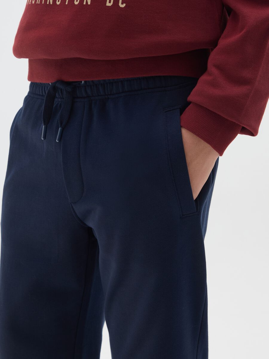 Pantaloni jogger da ragazzo in puro cotone blu regular fit_2