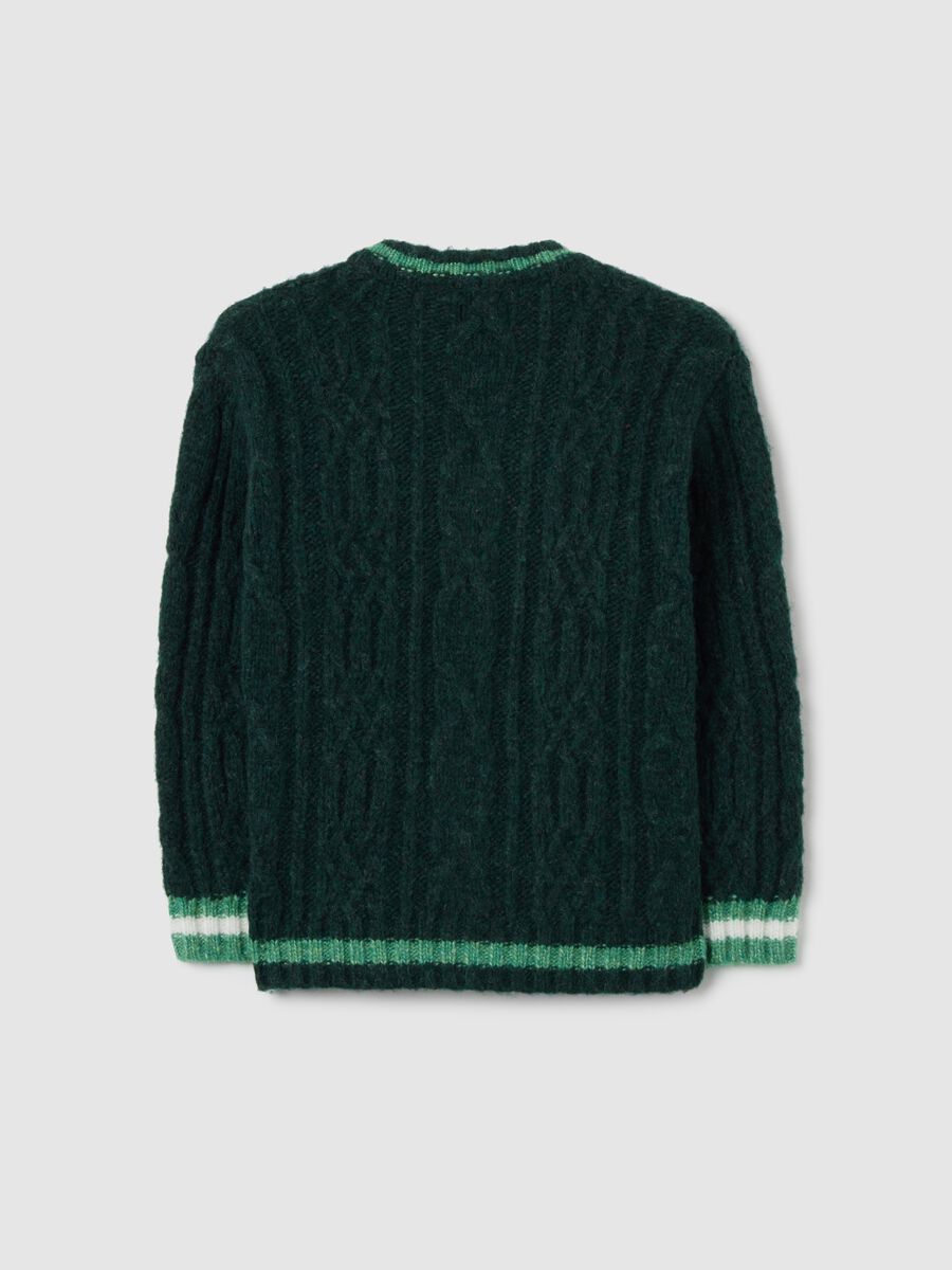 Child's Green Wool-Blend Cardigan with Buttons_4