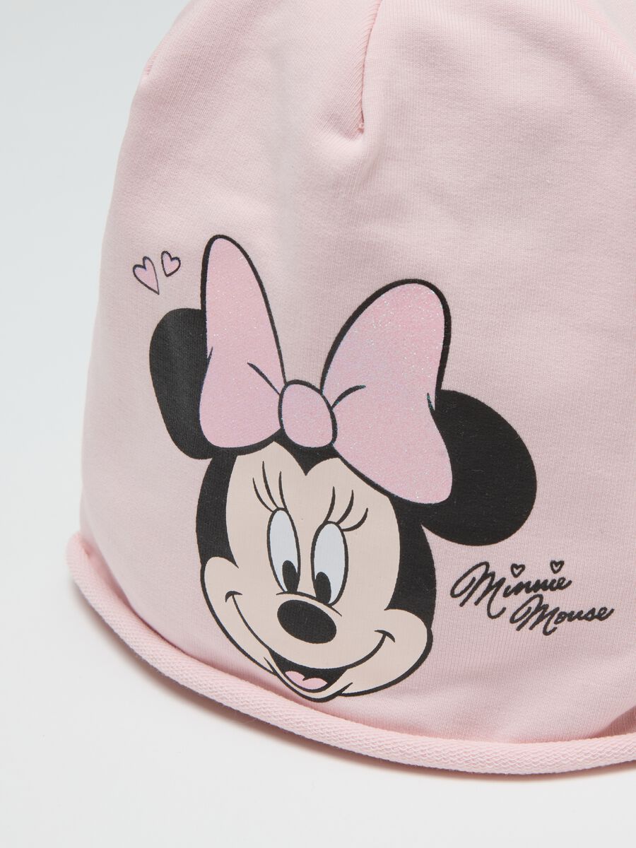 Pink Stretch Cotton Baby Hat with Minnie Print_2