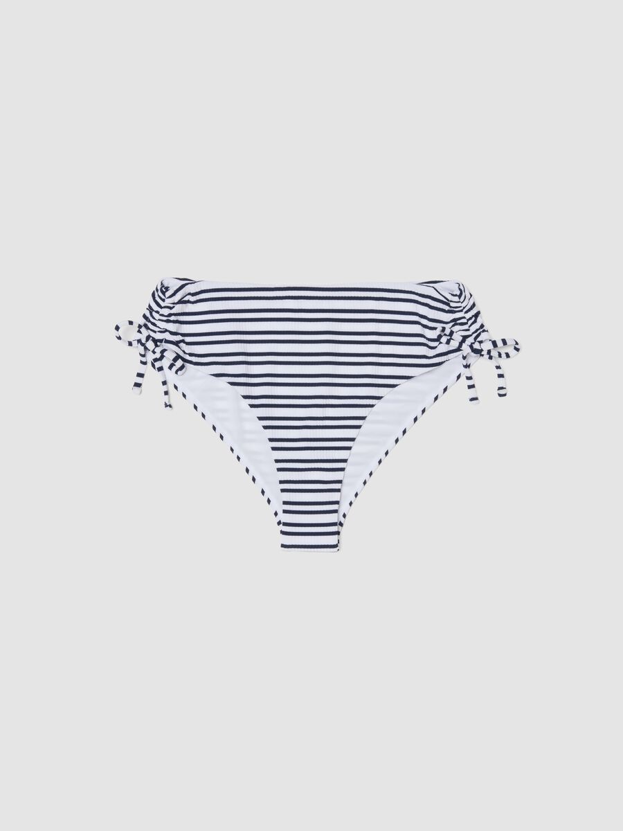 Slip mare blu e bianco in tessuto elasticizzato a righe_4