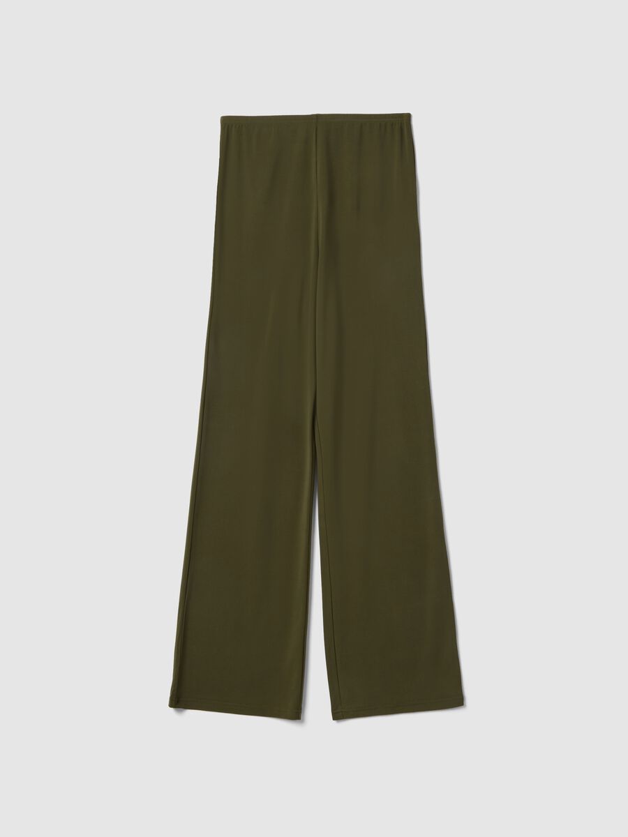Green relaxed fit maternity trousers in stretch fabric_0