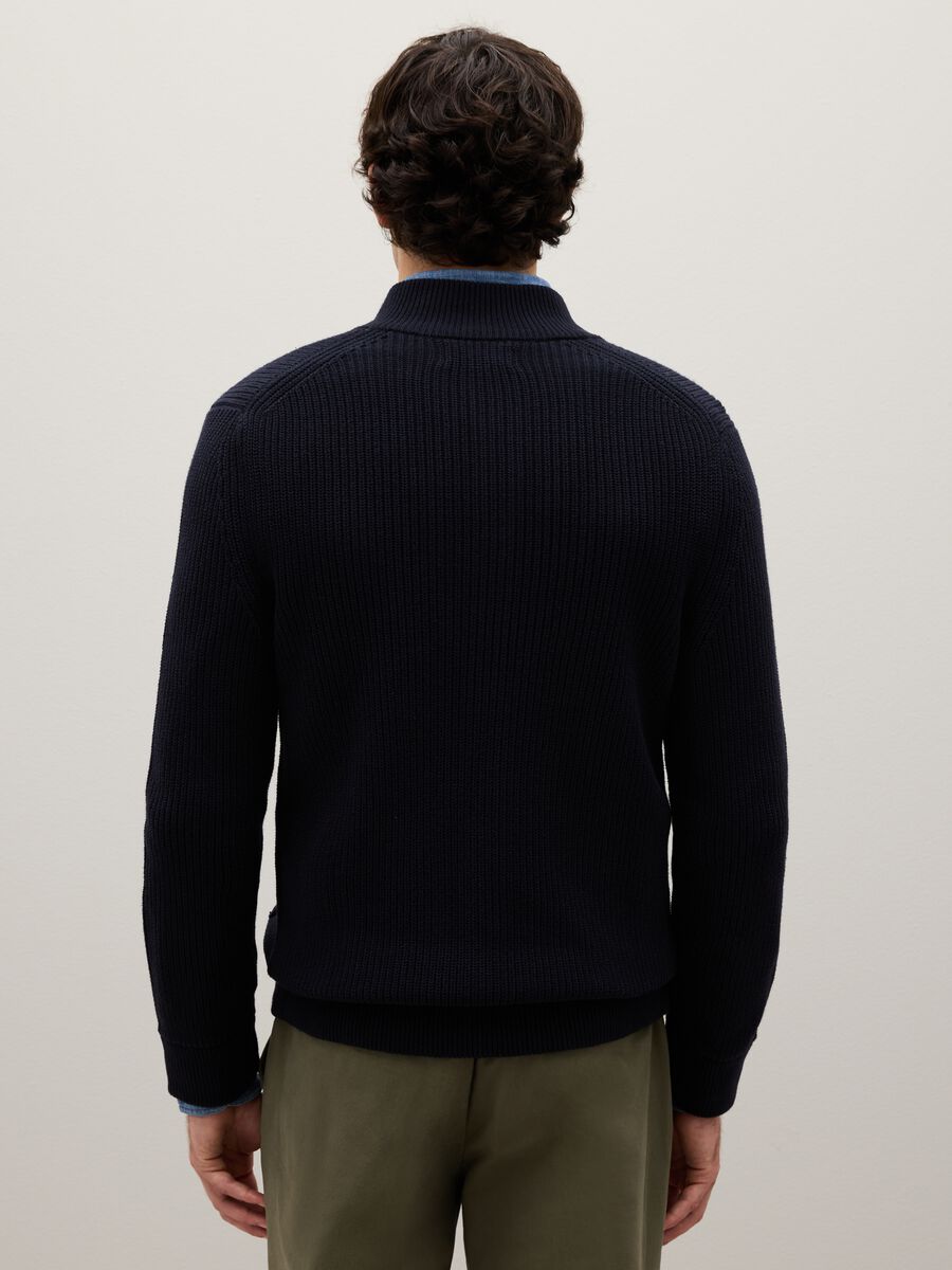 Cardigan blu in puro cotone_3