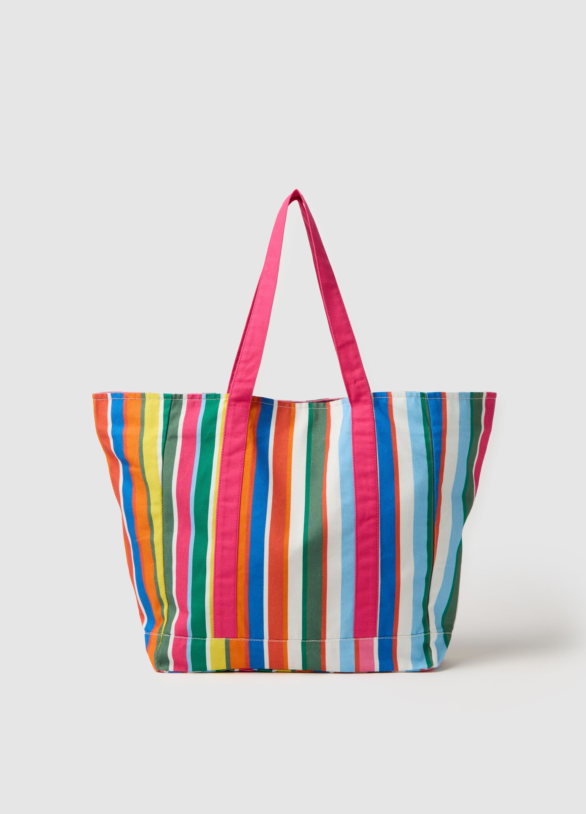 Piombo Beach Bag in Multicolor Striped Pure Cotton