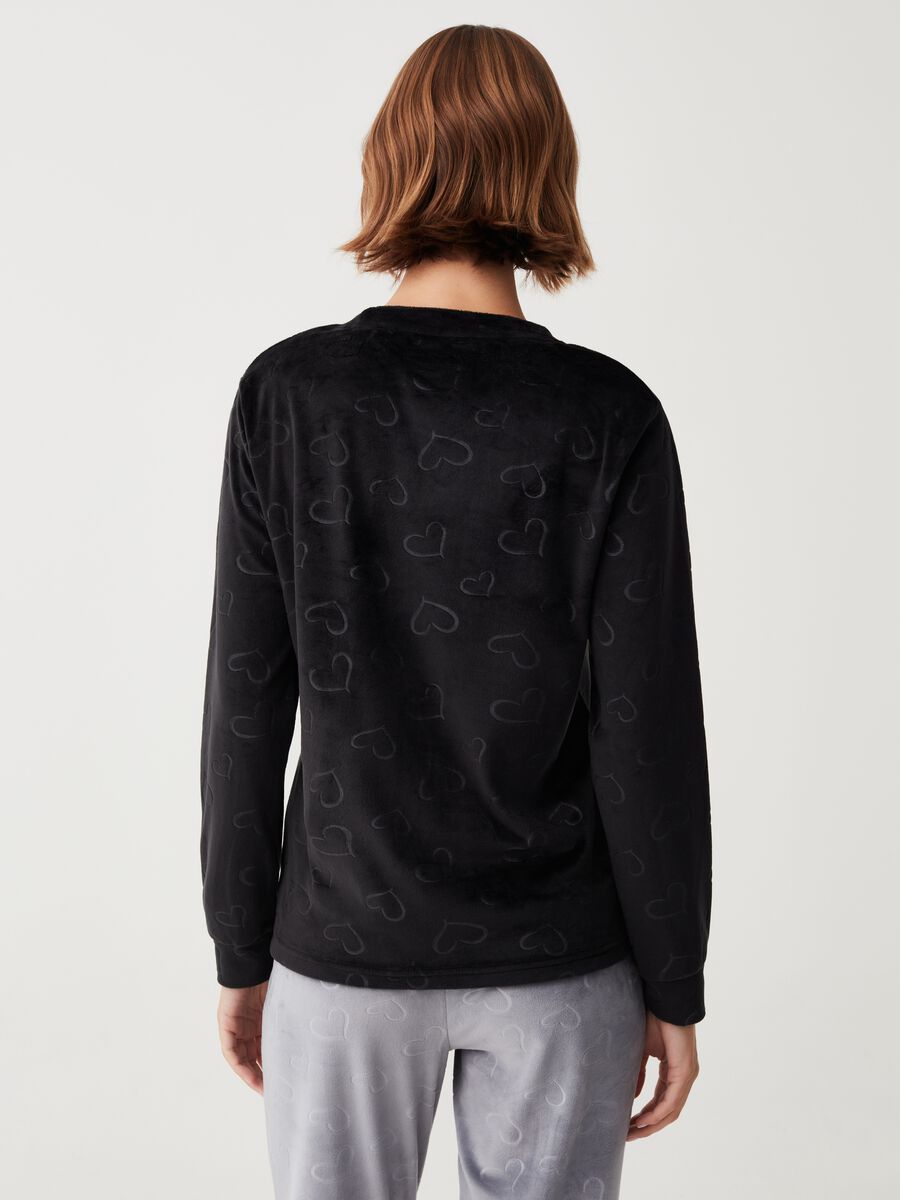 Top pigiama in velour con disegno a cuori_2