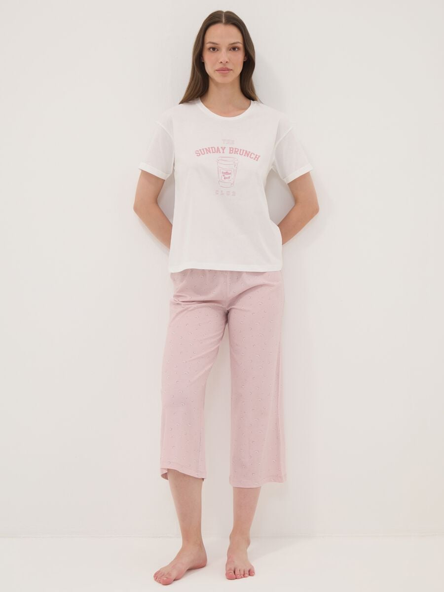 Pantaloni pigiama rosa in puro cotone organico_0