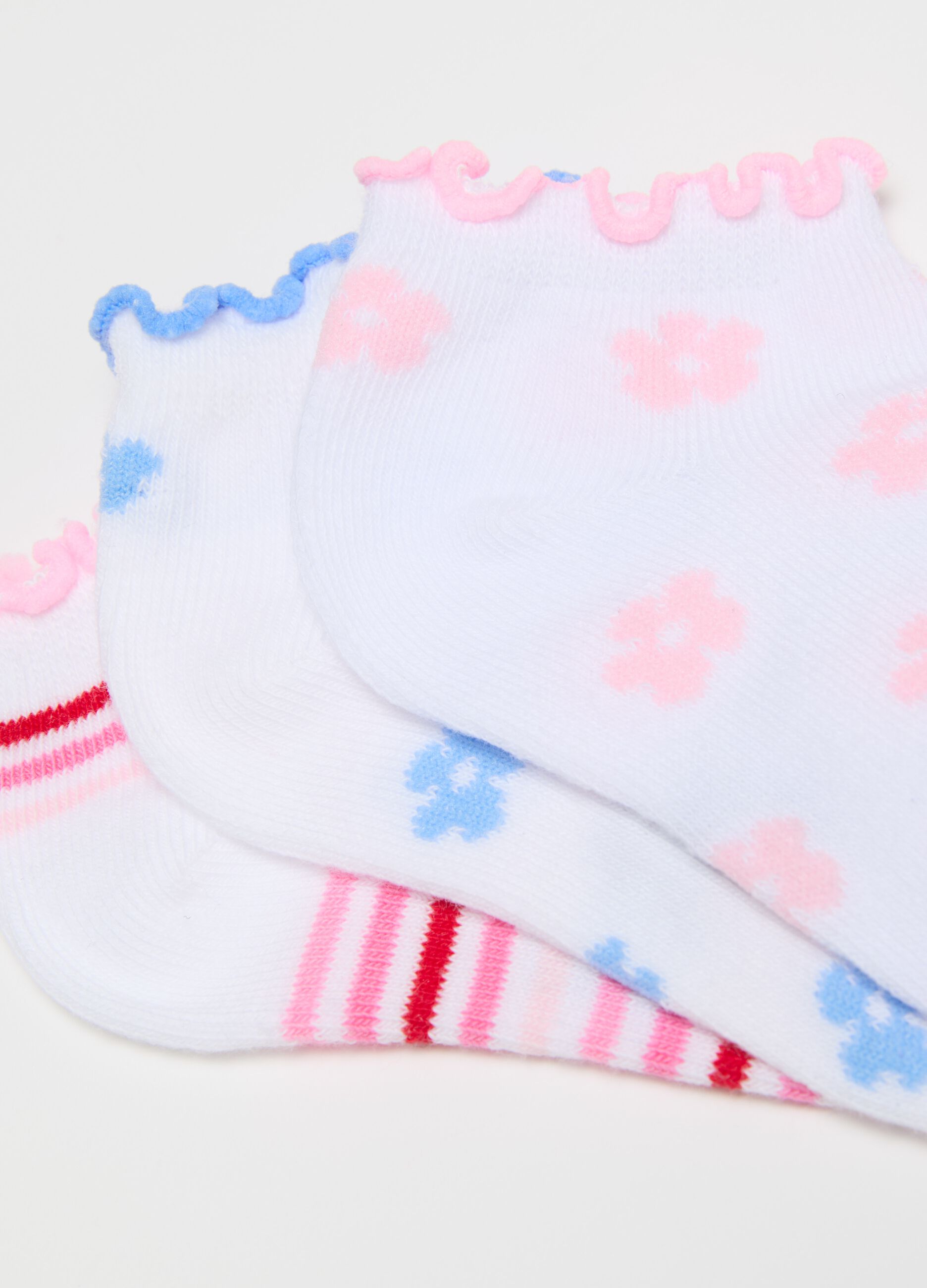 5-pack stretch shoe liners with stripes and flowers