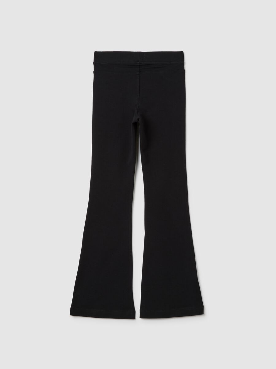 Leggings da ragazze in cotone elasticizzato nero slim fit_1