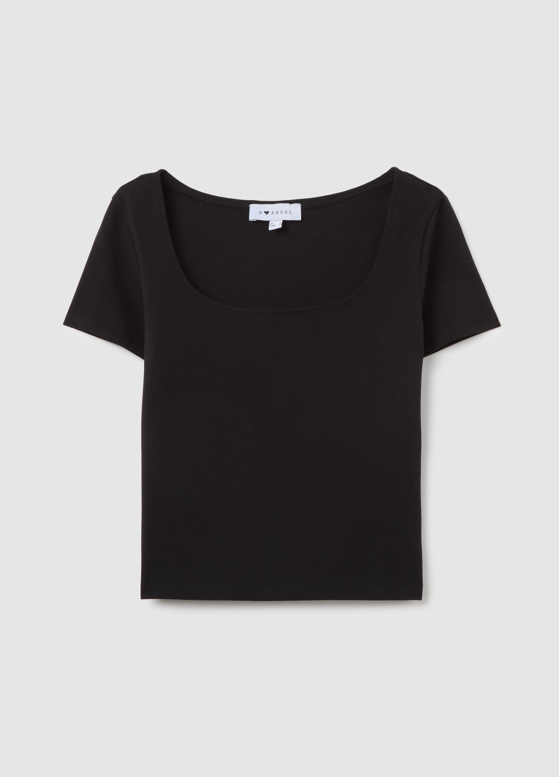 Women's’ black slim-fit T-shirt in stretch cotton