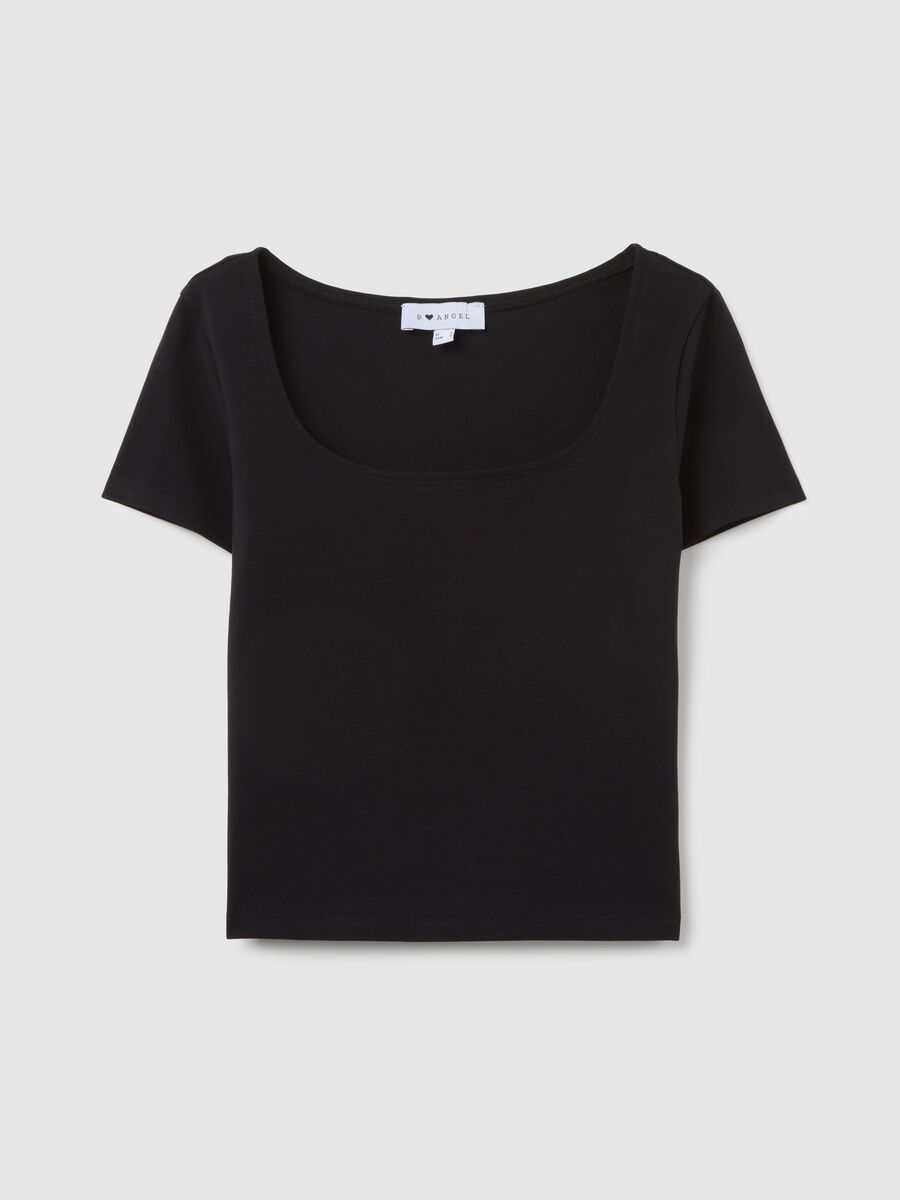 Women's’ black slim-fit T-shirt in stretch cotton_4
