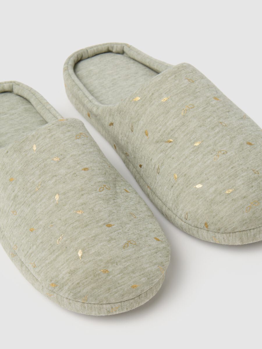 Women's Green Slippers with Gold Details_1