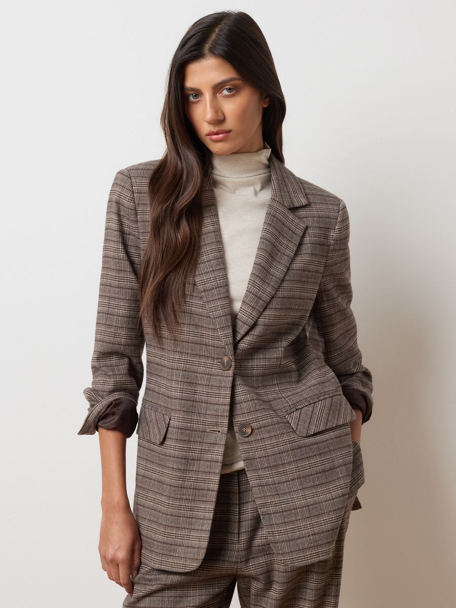 Brown blazer in stretch fabric_1