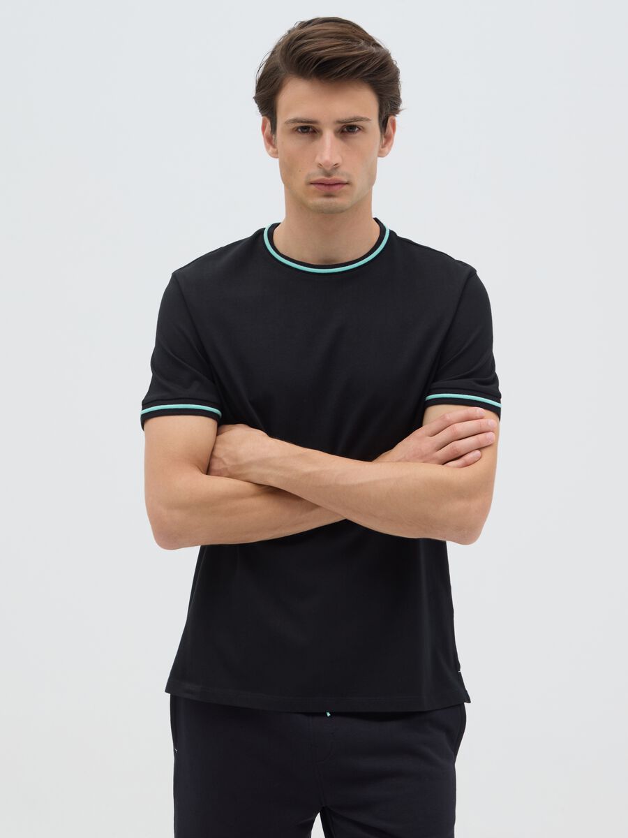 Men's black pure cotton regular fit t-shirt_0