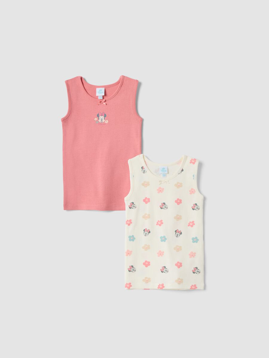 2-pack multicolour Minnie print organic cotton vests_0