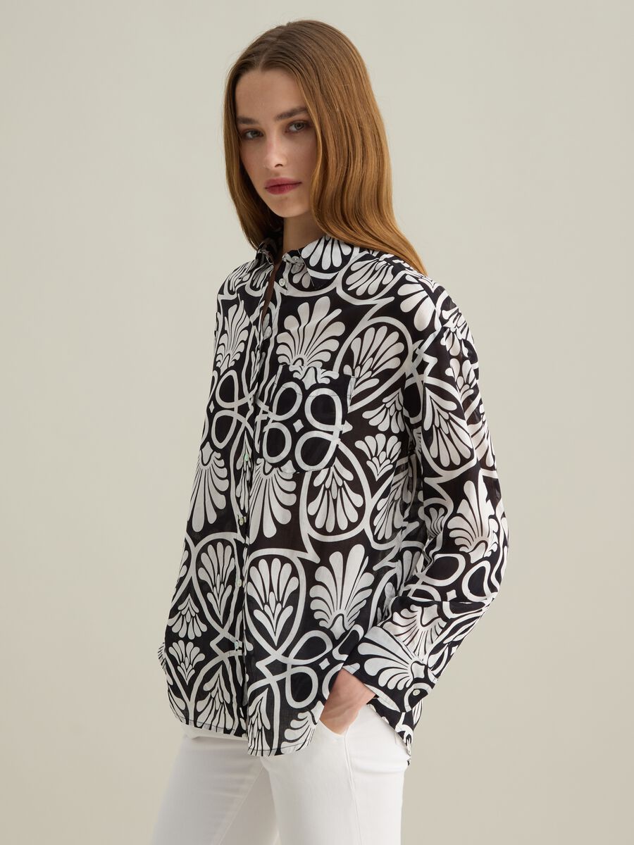 Women's multicolour regular fit oversized cotton shirt_0