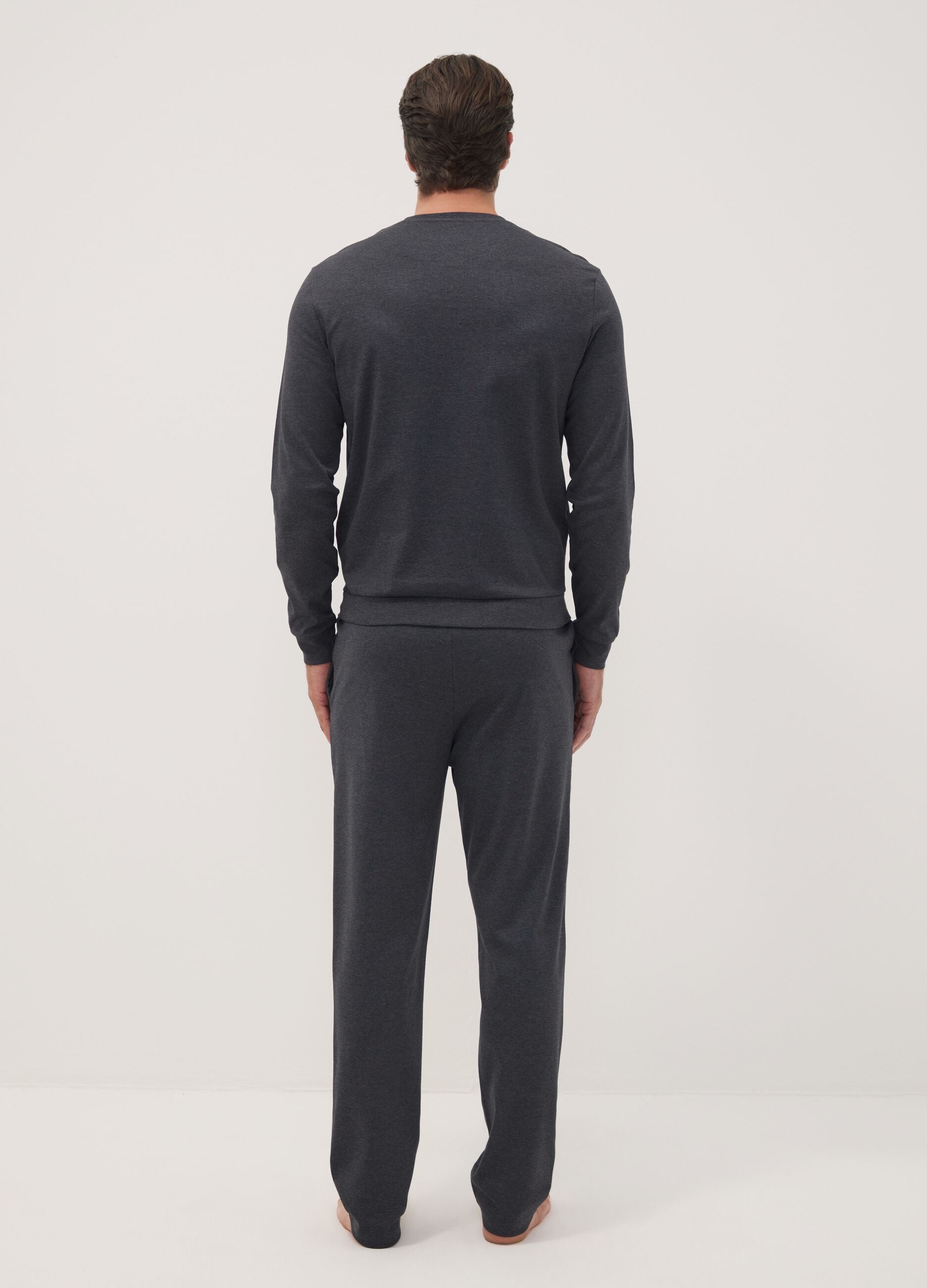 Grey organic cotton pyjamas with Henley neckline