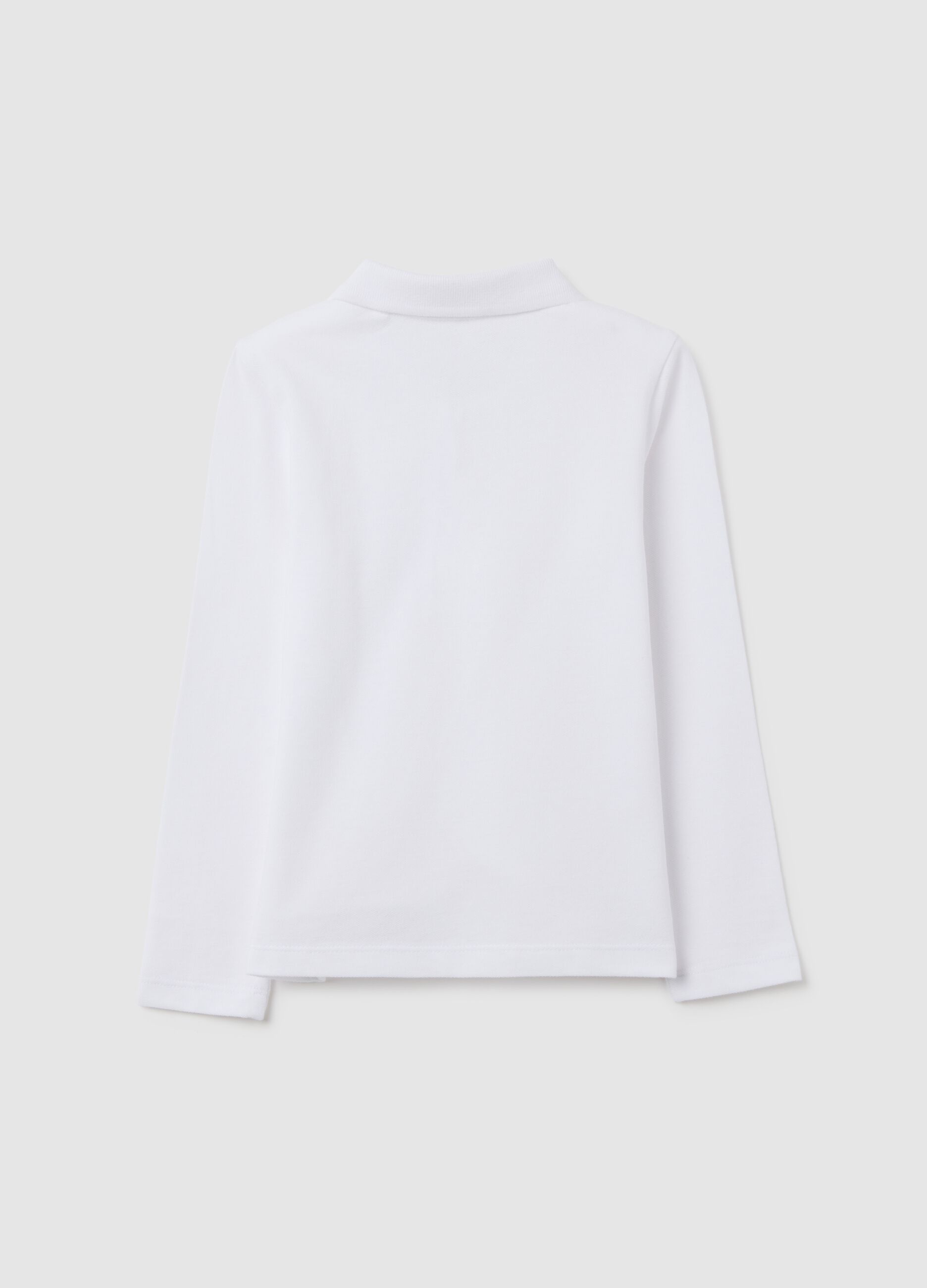 Girls' white pure cotton polo, regular fit