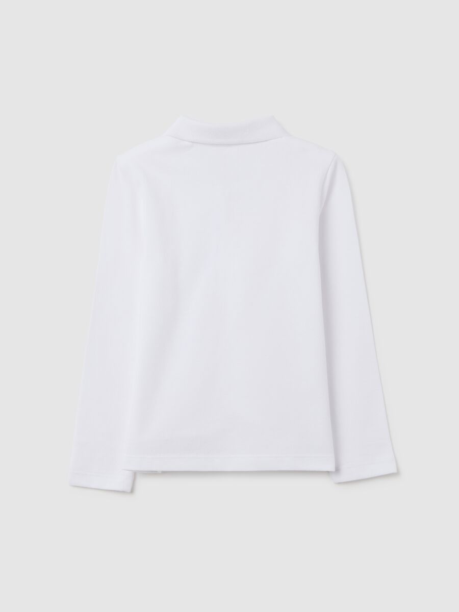Girls' white pure cotton polo, regular fit_1