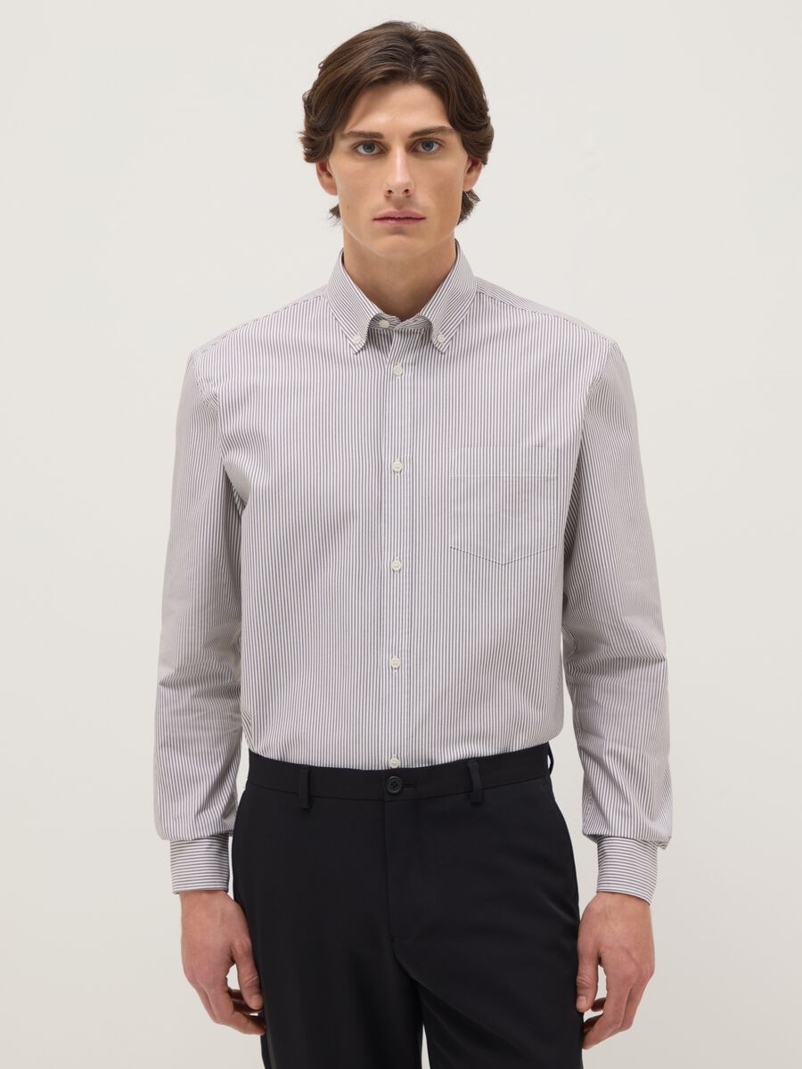 Multicolour Striped Cotton Blend Shirt - Regular Fit_0