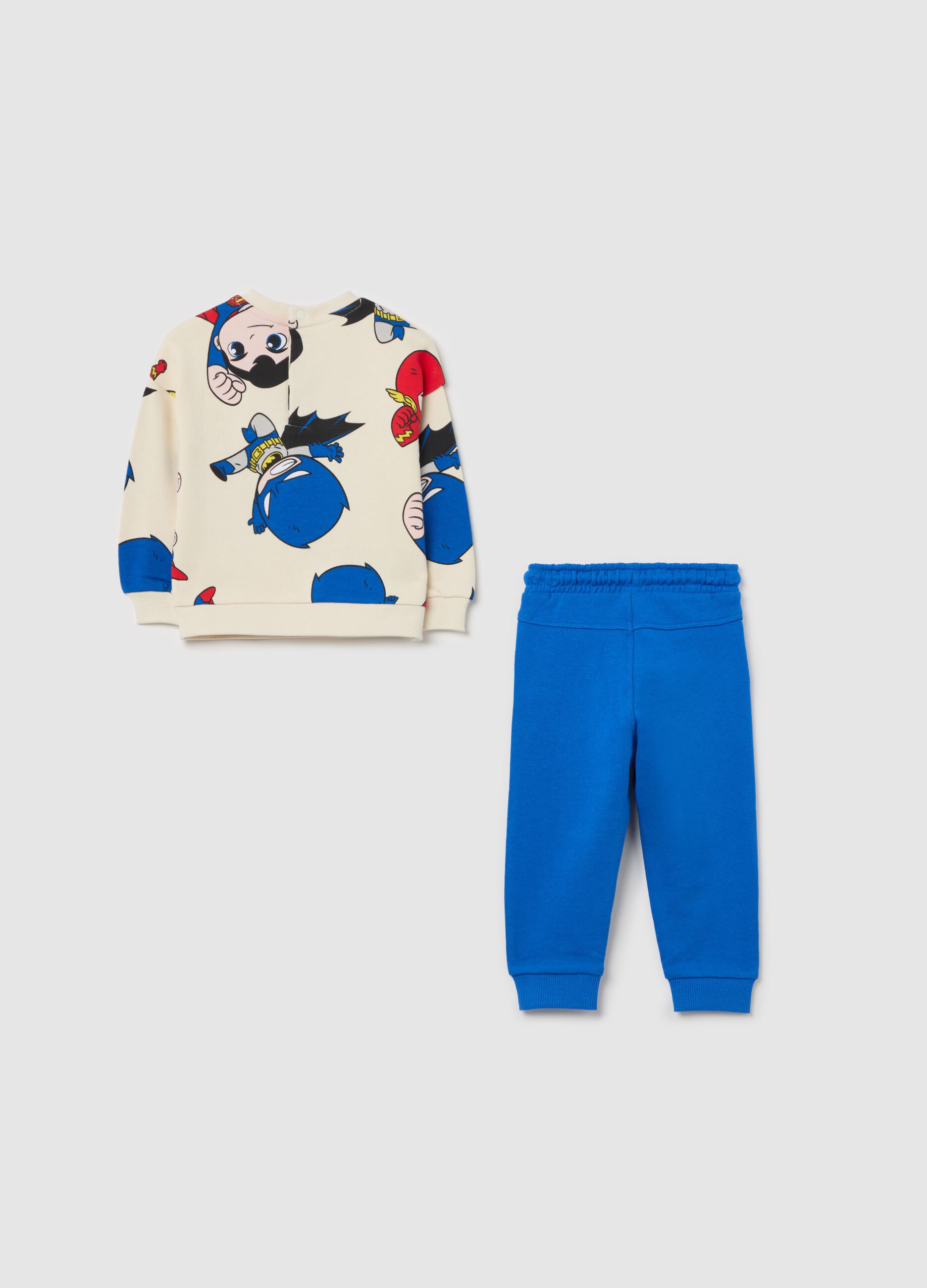 Cotton jogging set with Batman and Superman print