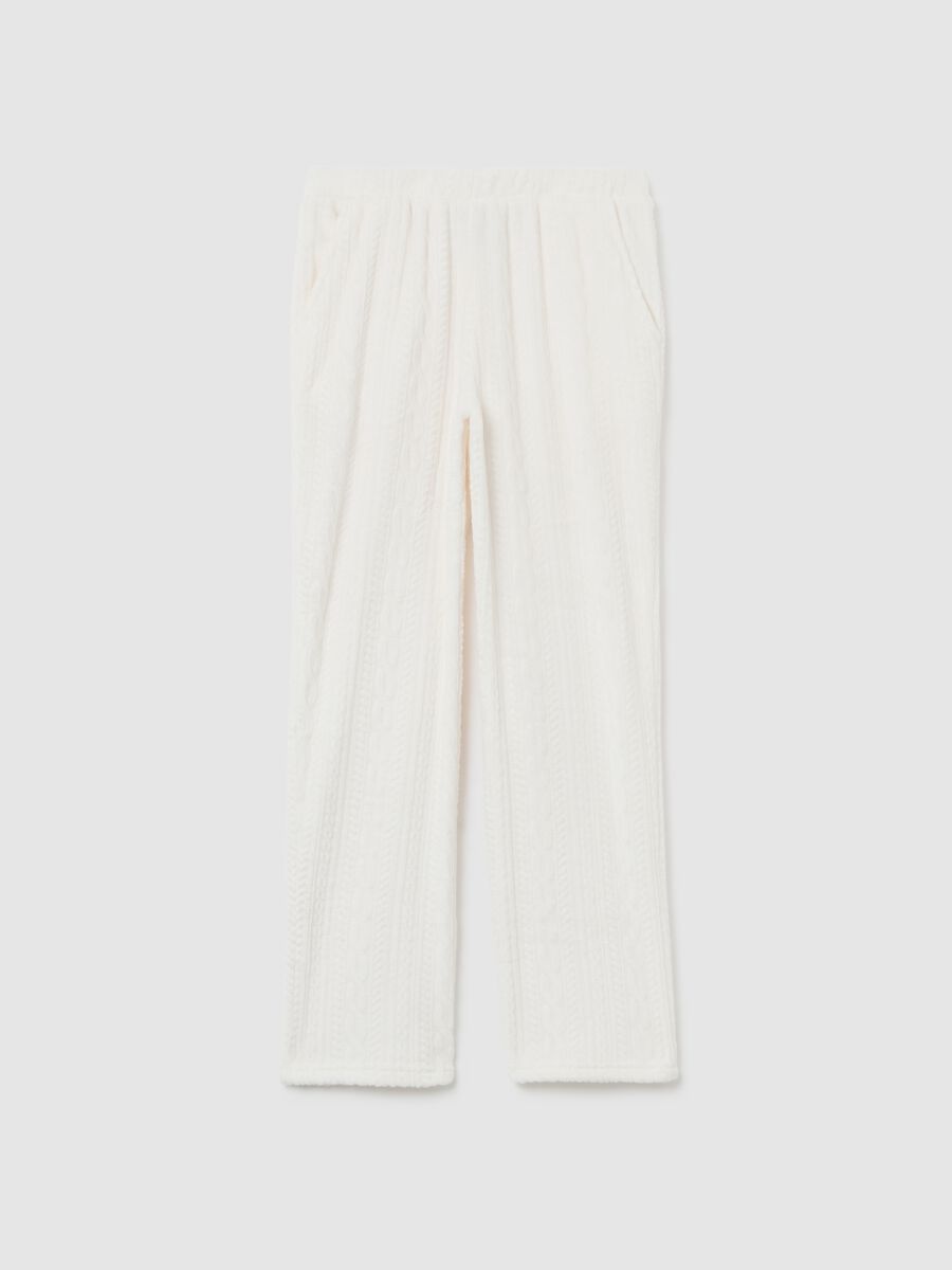 White coral fleece regular fit pyjama trousers_4