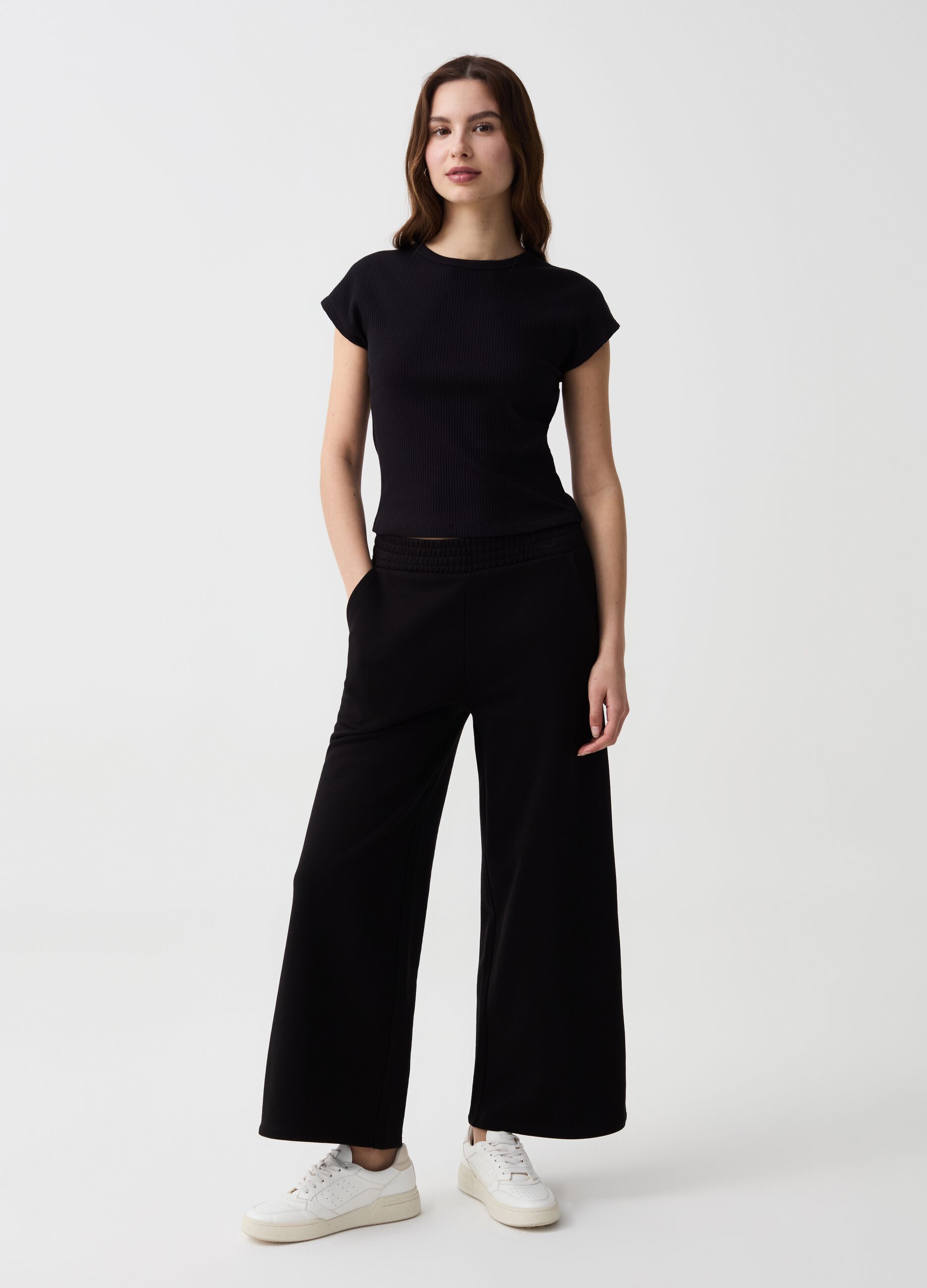 Joggers Essential wide leg in felpa