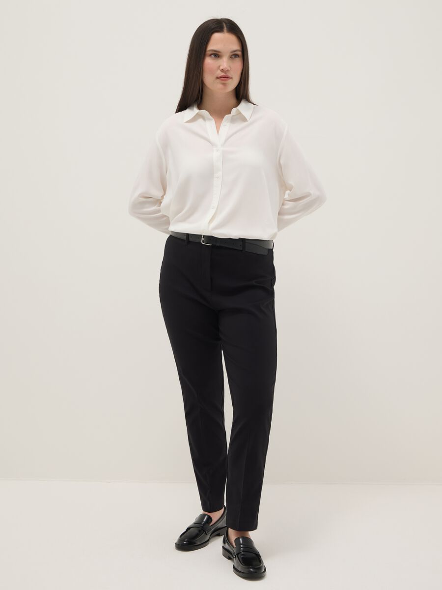 Paintcolors Camicia Donna In Cotone Con Tasche | Maniche Lunghe A Sbalzo, Scollo A V E Orlo Alto-Basso | Taglie Dalla S Alla XXL