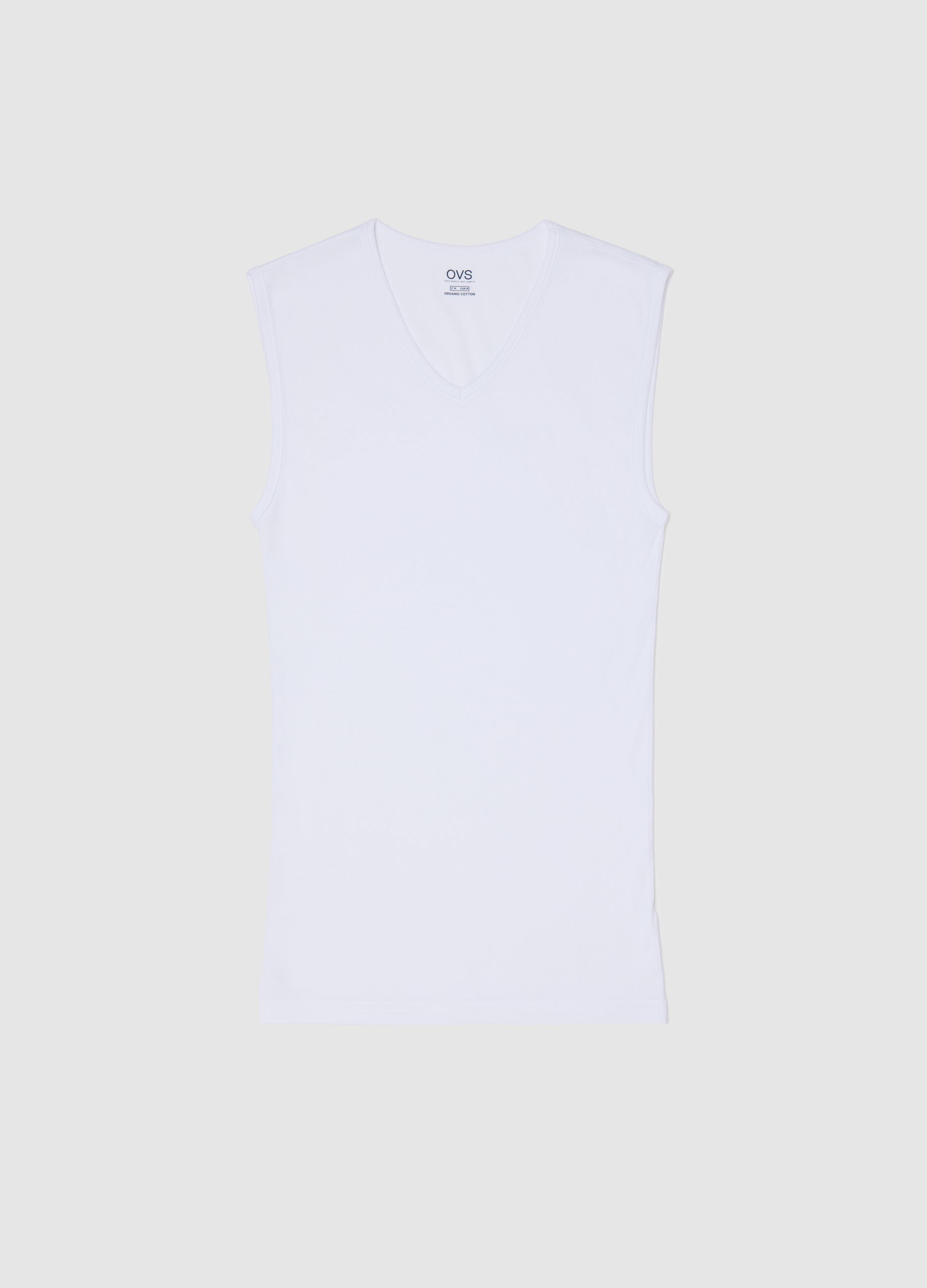 Canotta bianca in cotone scollo a V