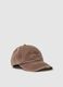 Brown pure cotton baseball cap with embroidery_0