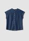 Blue pure lyocell regular fit shirt with mandarin collar_4