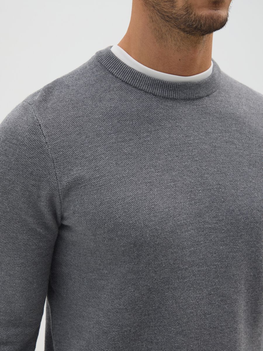 Regular Fit Grey Cotton Blend Jumper_3