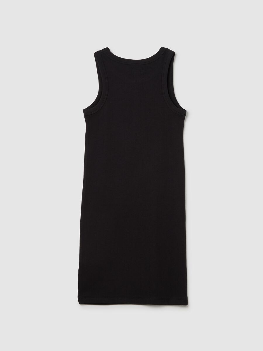 Girls' fitted black stretch cotton dress_4