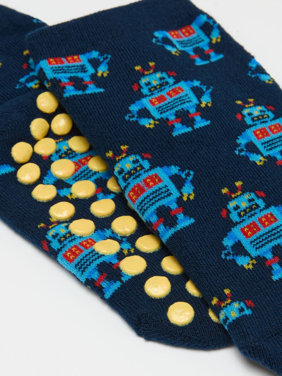 Two-pair pack slipper socks with robot design_2