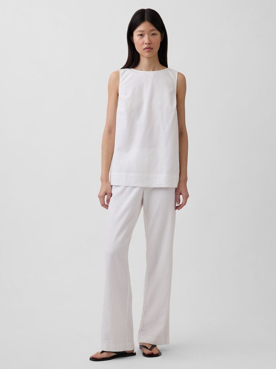Wide-leg linen-blend trousers_0