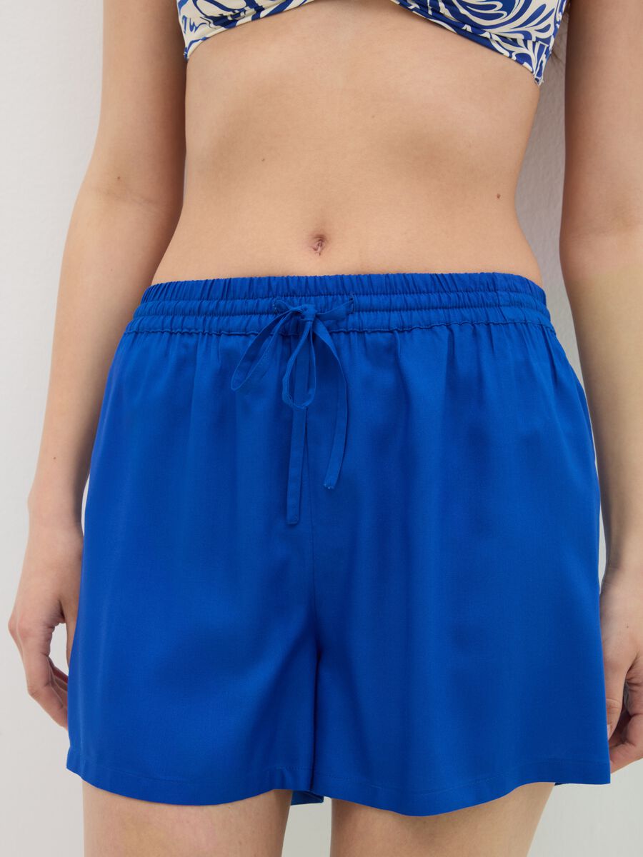 Women's Royal Viscose Shorts with Drawstring_3
