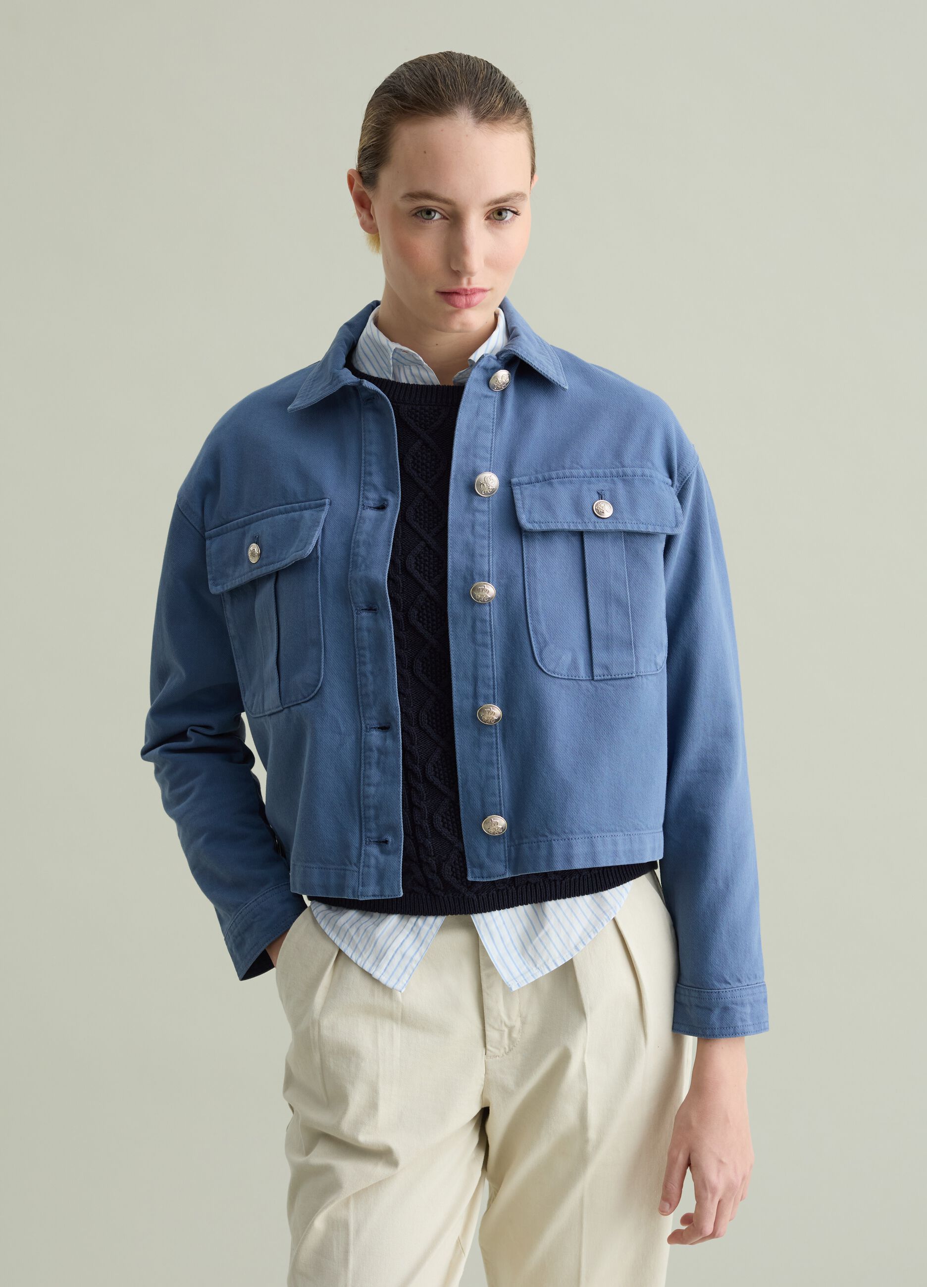 Shacket in cotone con tasche