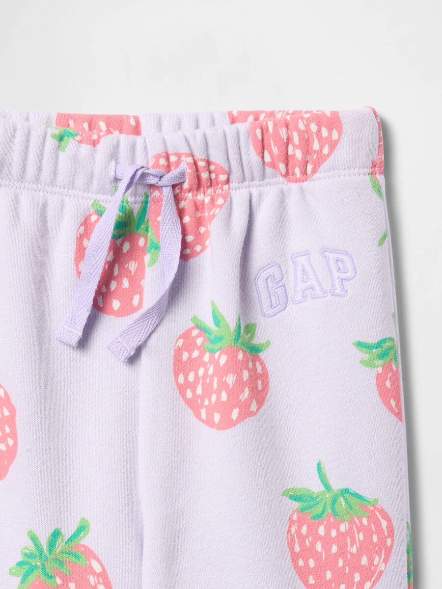 Purple joggers with drawstring and strawberries print_2