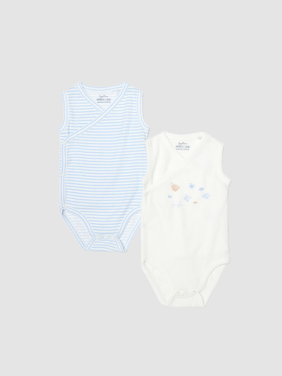 Bipack body in puro cotone multicolor senza maniche per bimbi_0