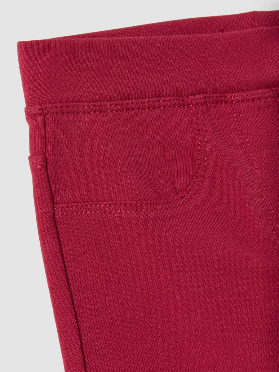 Treggings rossi in cotone organico elasticizzato slim fit per bambina_3